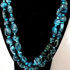 Jay King Mine Finds DTR .925 Dumortierite Quartz Turquoise Gemstone Necklace